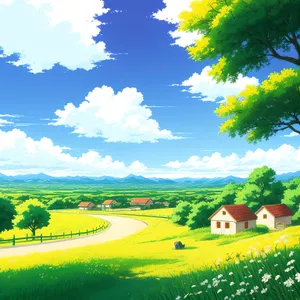 Golden Fields of Rapeseed Under the Summer Sky