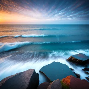 Golden Horizon: Idyllic Beach Sunset