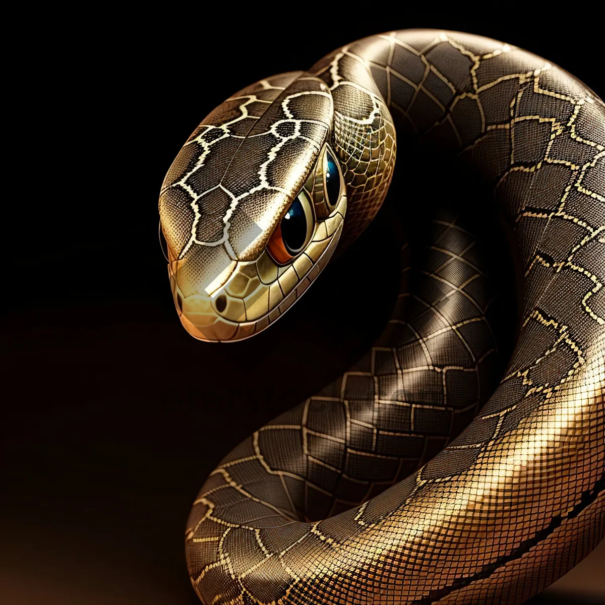 Picture of Cobra in the Dark: 3D Diamondback Reptile