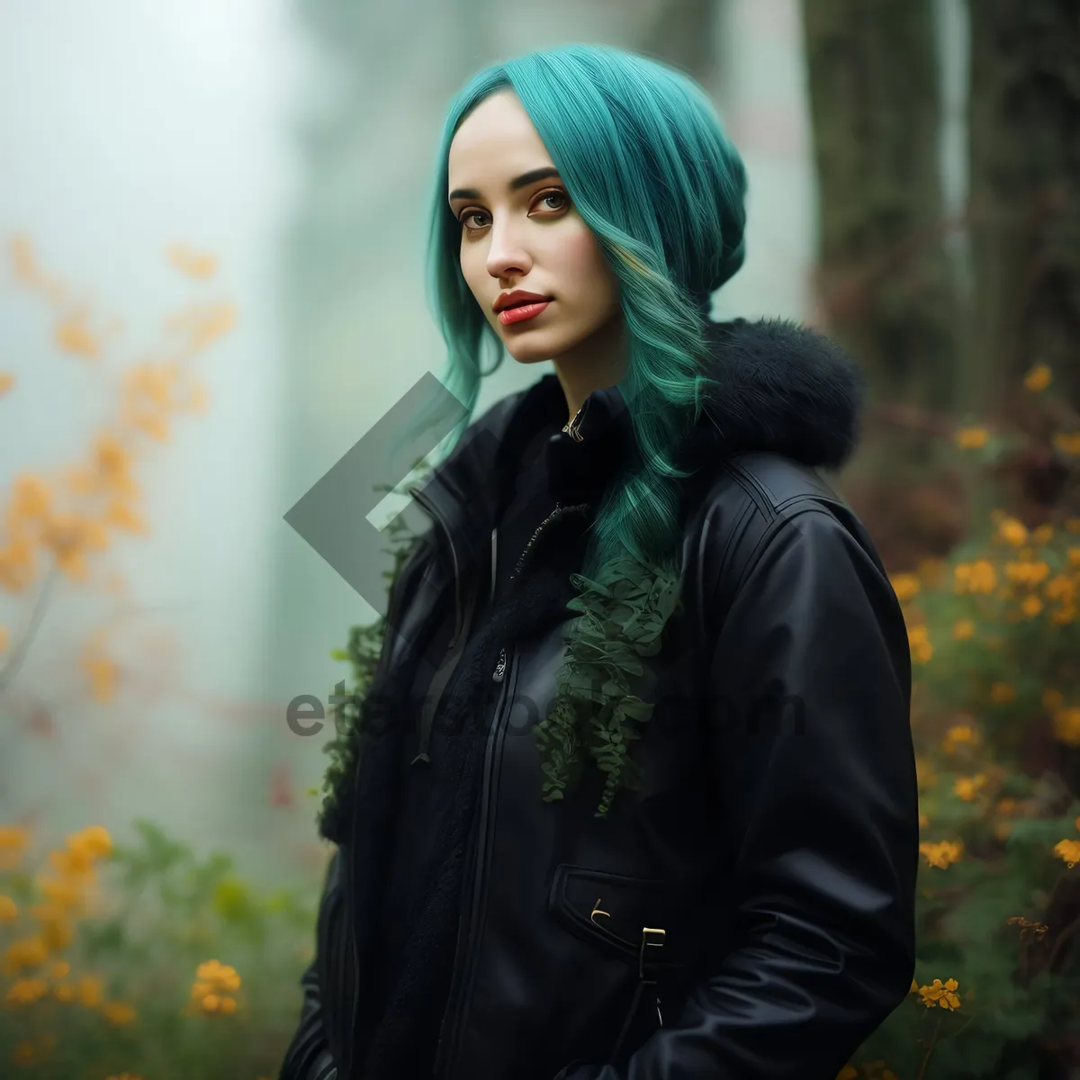 Picture of Cheerful, Stylish Businesswoman with Blonde Hair Smiling Outdoors