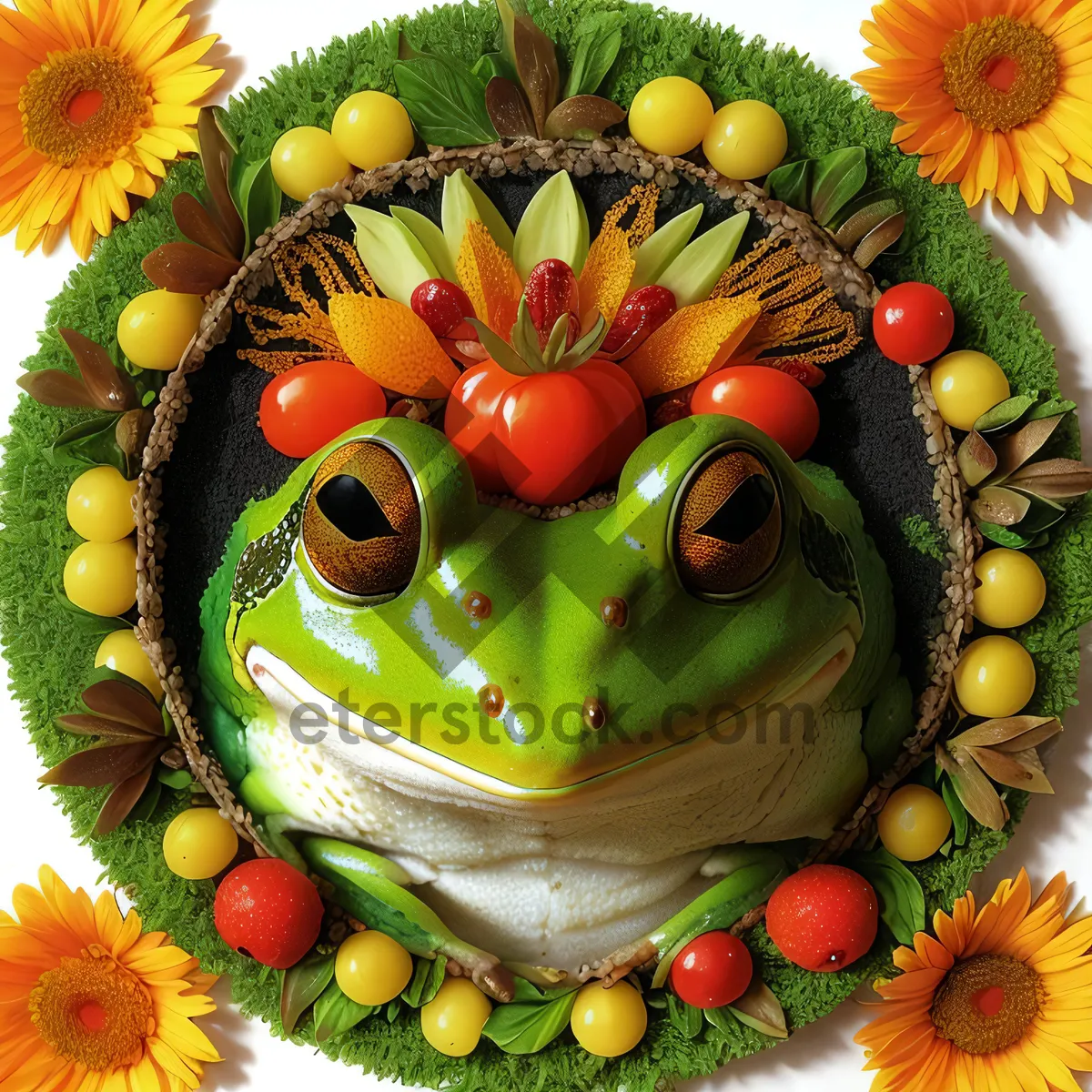 Picture of Wholesome Fruit Plate with Vibrant Orange and Apple Decor