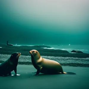 Coastal Arctic Seal Basking by Ocean