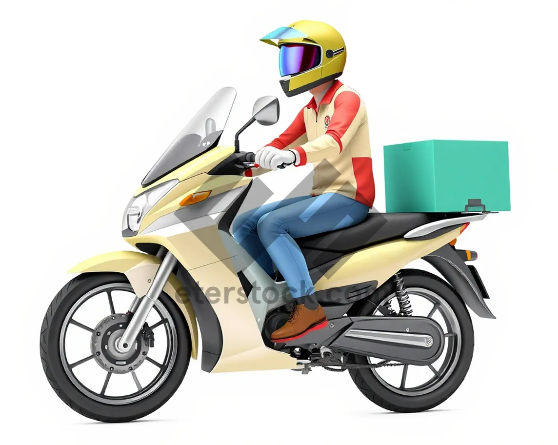 Picture of Cartoon Boy Riding Motorcycle at High Speed