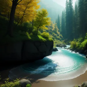 Majestic River Canyon Amidst Lush Forest