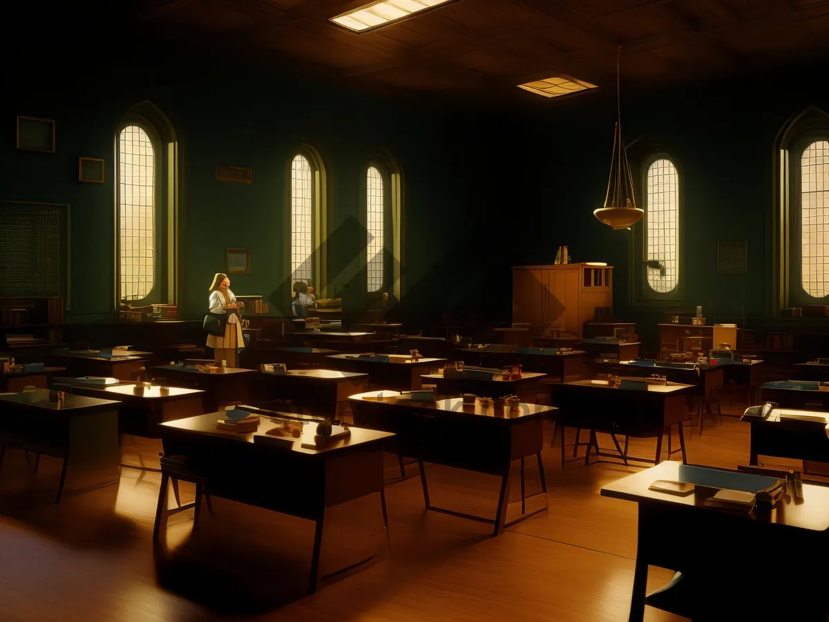 Picture of Modern interior design of empty restaurant dining hall.