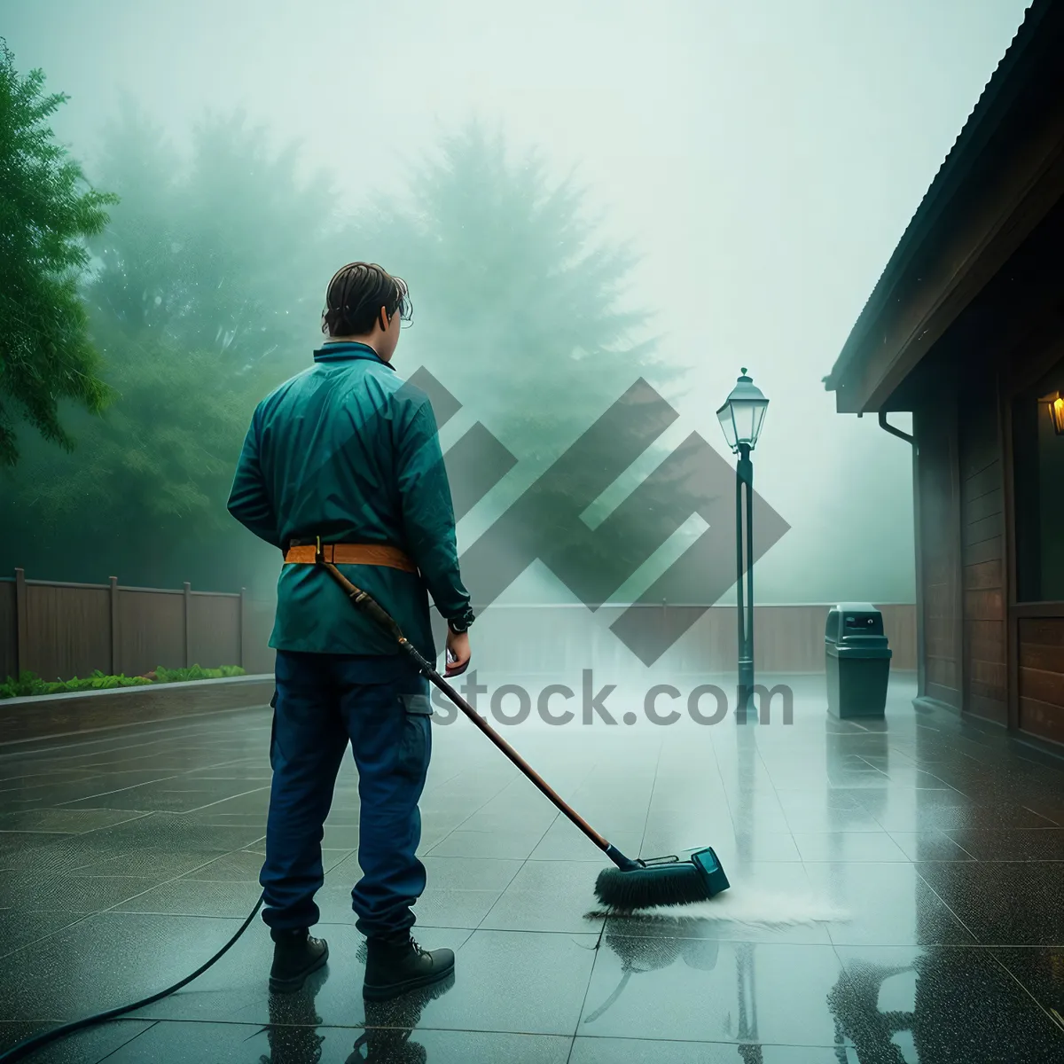 Picture of Golfer using a cleaning swab on course