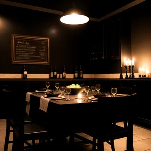 Modern Wood Table in Contemporary Barroom