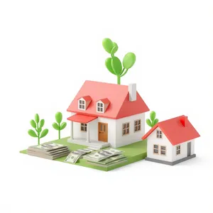 Green house eco icon symbol with chimney