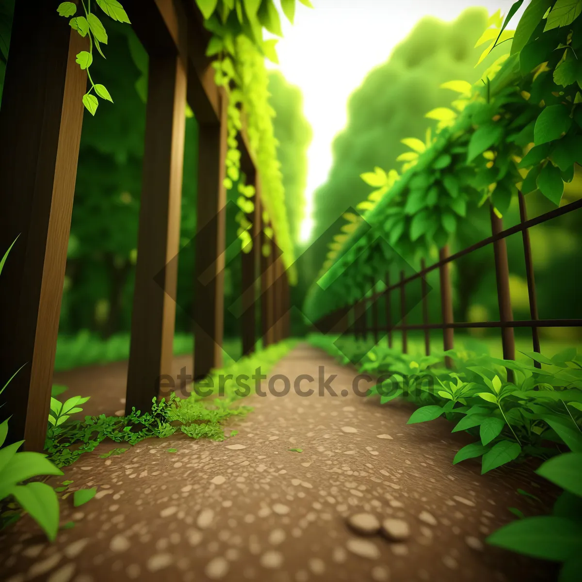 Picture of Sunlit Pathway through Lush Forest