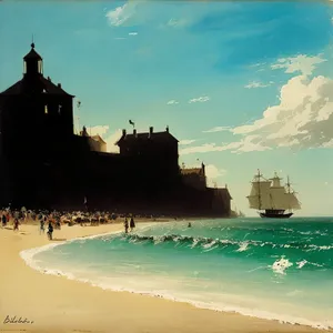 Coastal Fortress on Island: Scenic Vacation Spot.
