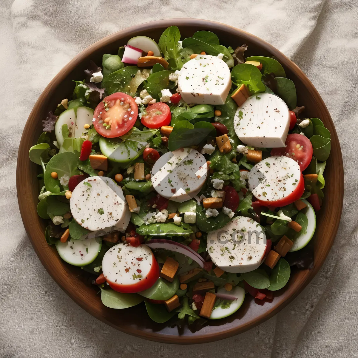 Picture of Delicious gourmet salad plate with fresh vegetables