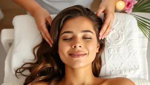 Happy attractive lady smiling in relaxing spa treatment