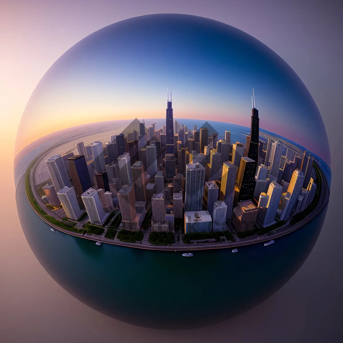 Picture of 3D Global City Map on Earth's Sphere