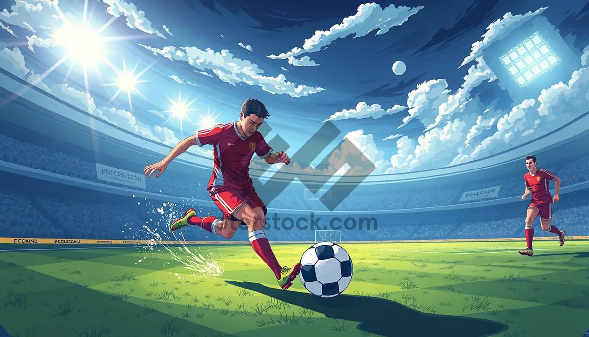 Picture of Silhouette of male golfer jumping on soccer field