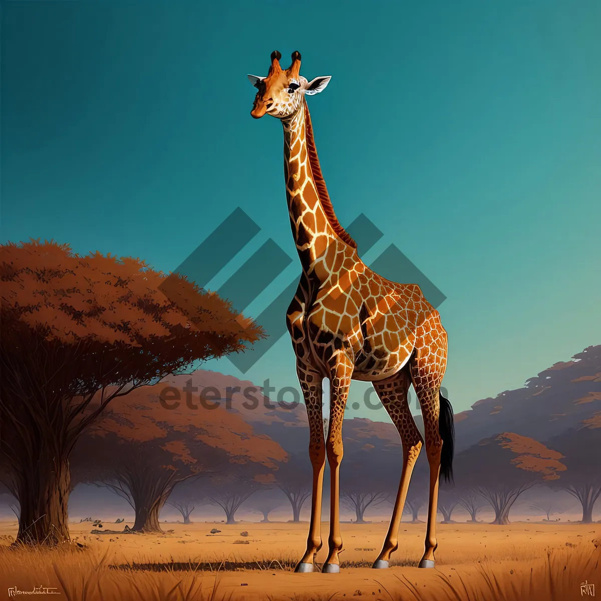 Picture of Majestic Giraffe Strolling through Desert Safari