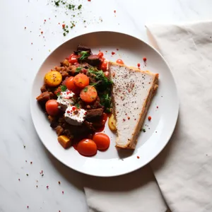 Healthy Vegetable Salad with Grilled Beef and Chickpeas