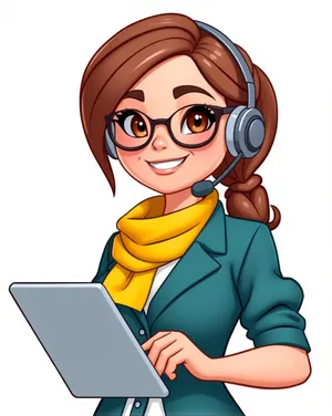 Cartoon Boy Child with Headset Clip Art