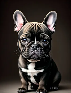 Adorable Bulldog Puppy in Studio Portrait