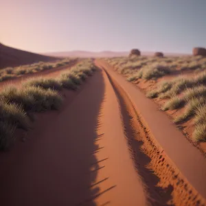 Vast Desert Dunes: A Captivating Sunset Over a Hot, Orange Landscape