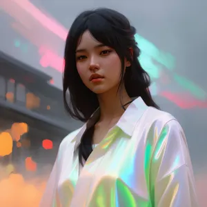 Attractive brunette woman smiling - portrait photo model