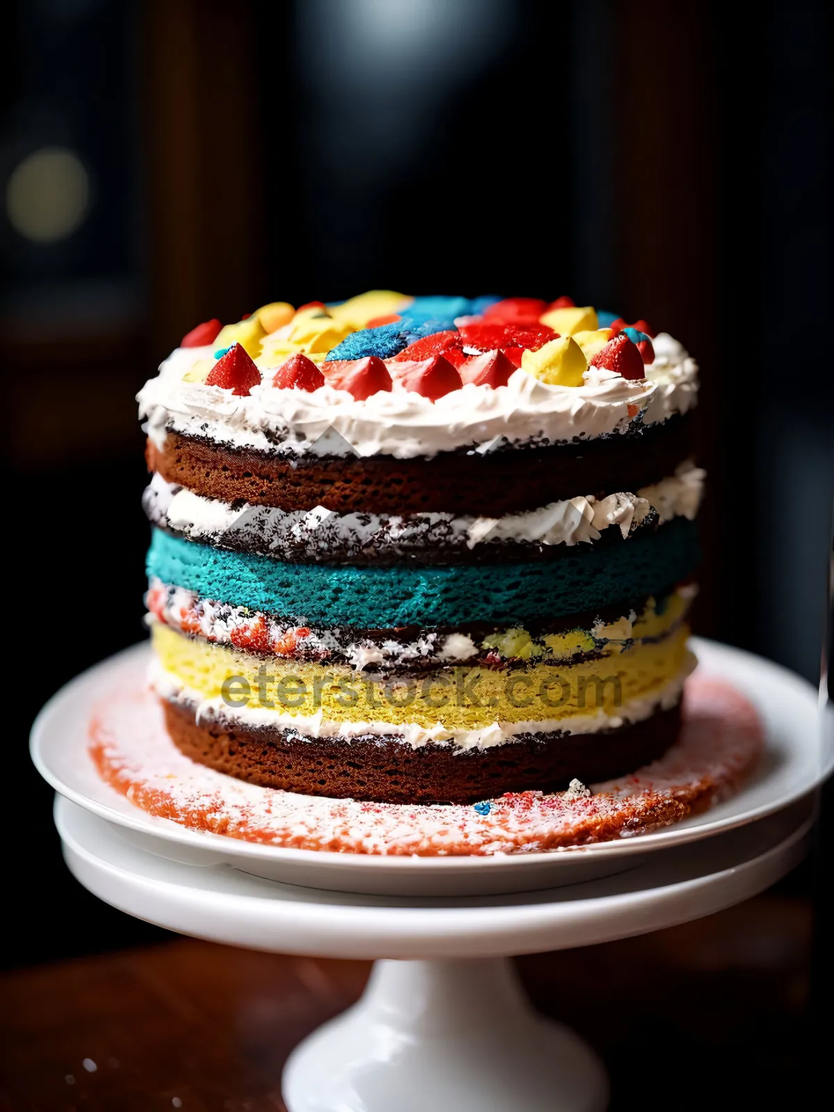 Picture of Delicious chocolate cake on plate for breakfast