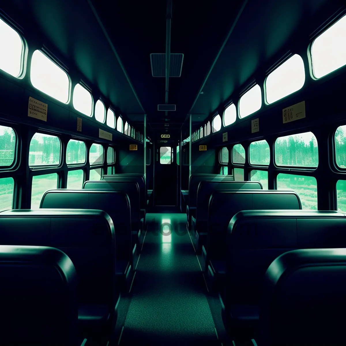 Picture of Modern City Bus Interior with Comfortable Seats