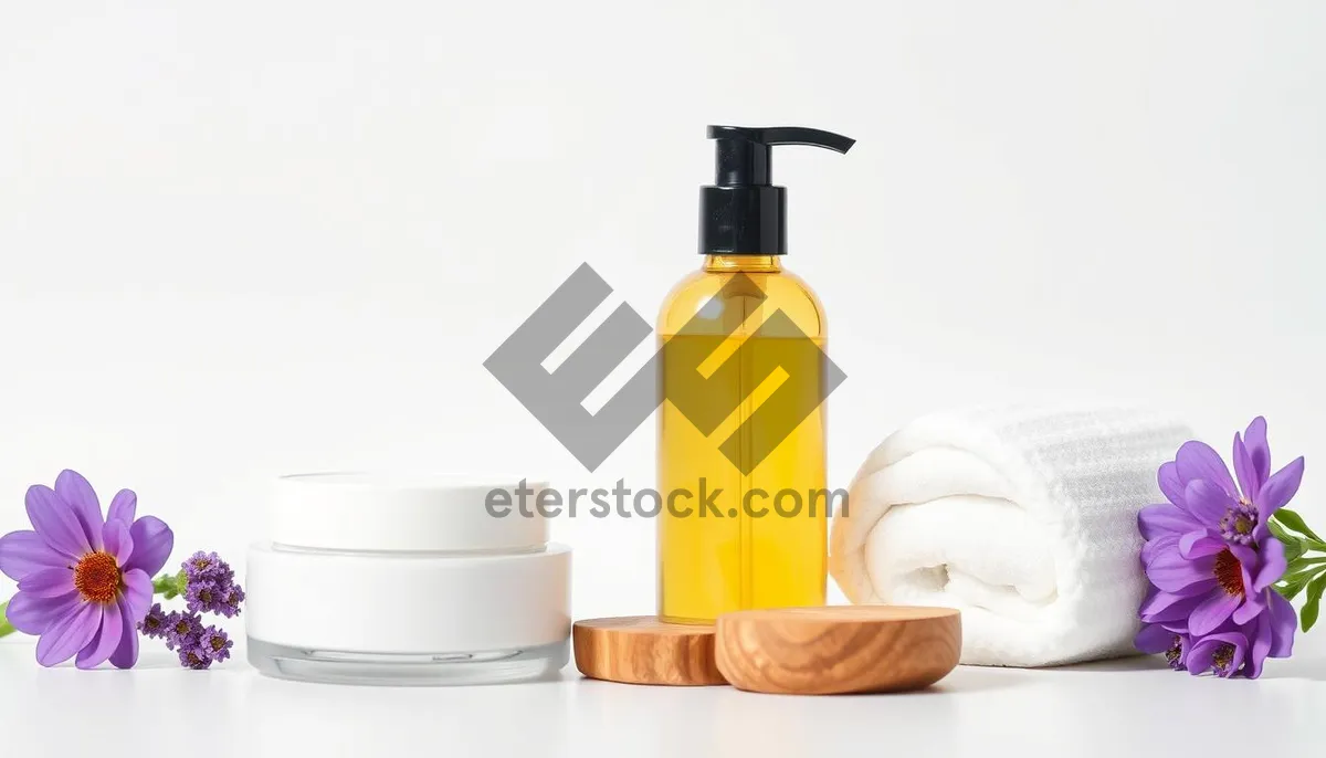 Picture of Spa treatment essential oils in glass bottle