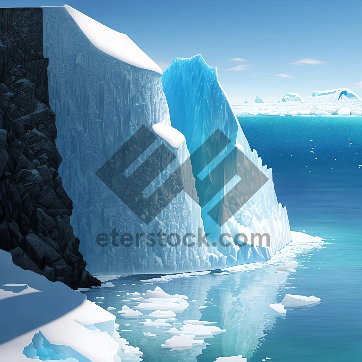 Picture of Majestic Glacial Landscape: Icy Serenity Amidst Snow-capped Mountains