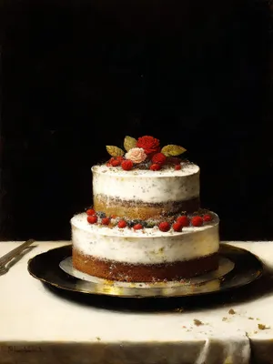 Delicious Fruit Cake with Fresh Berries and Cream