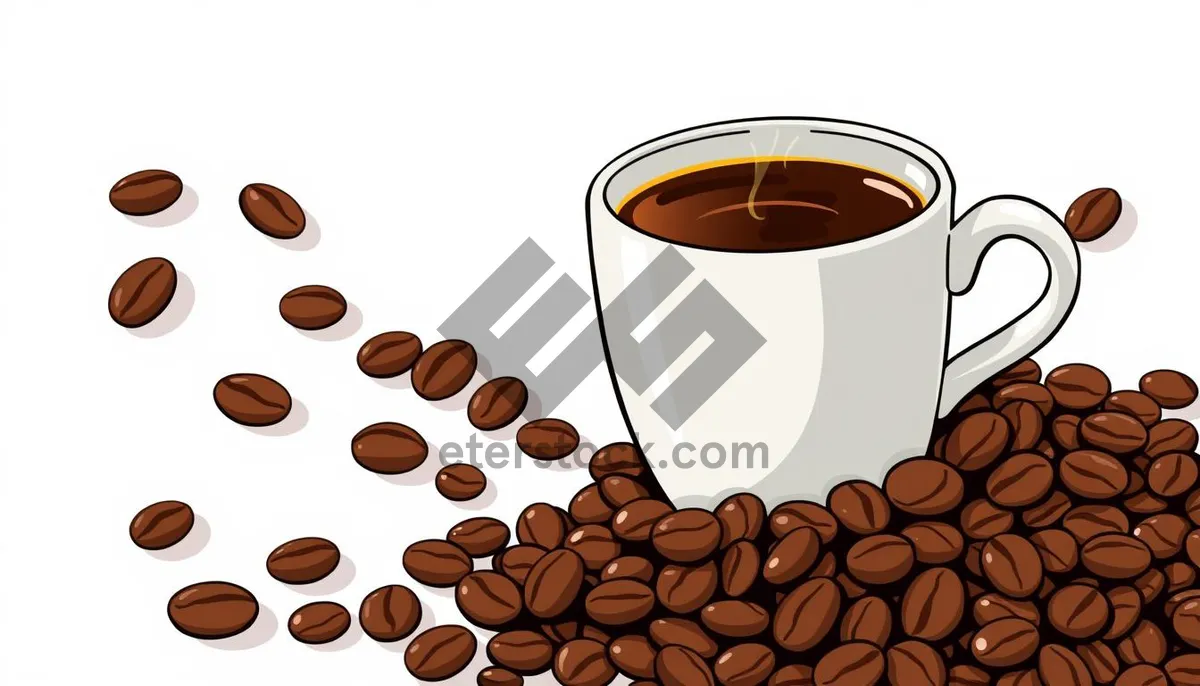 Picture of Delicious Breakfast Gourmet: Hot Espresso Coffee in Black Mug