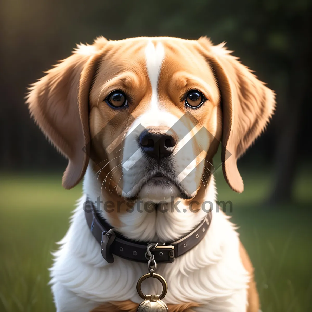 Picture of Adorable Golden Retriever Puppy on Leash