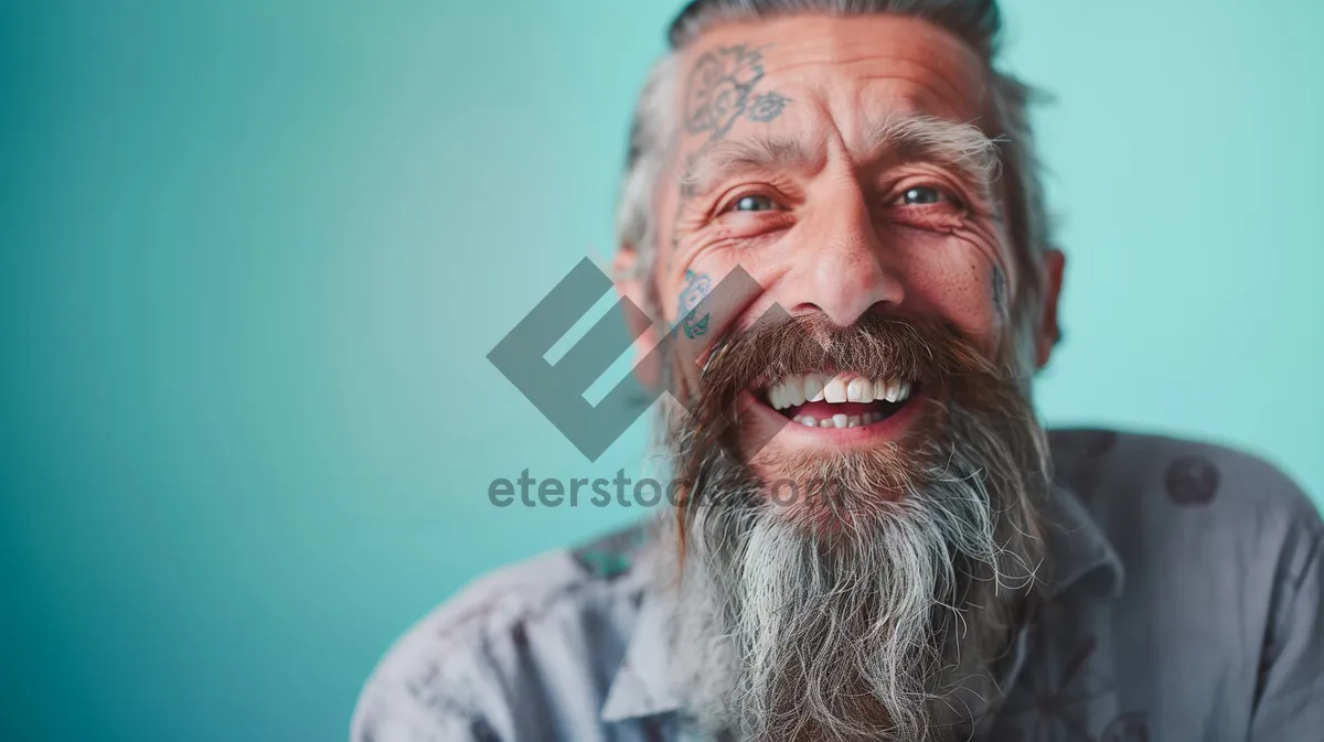 Picture of Happy elderly man with gray hair smiling portrait.