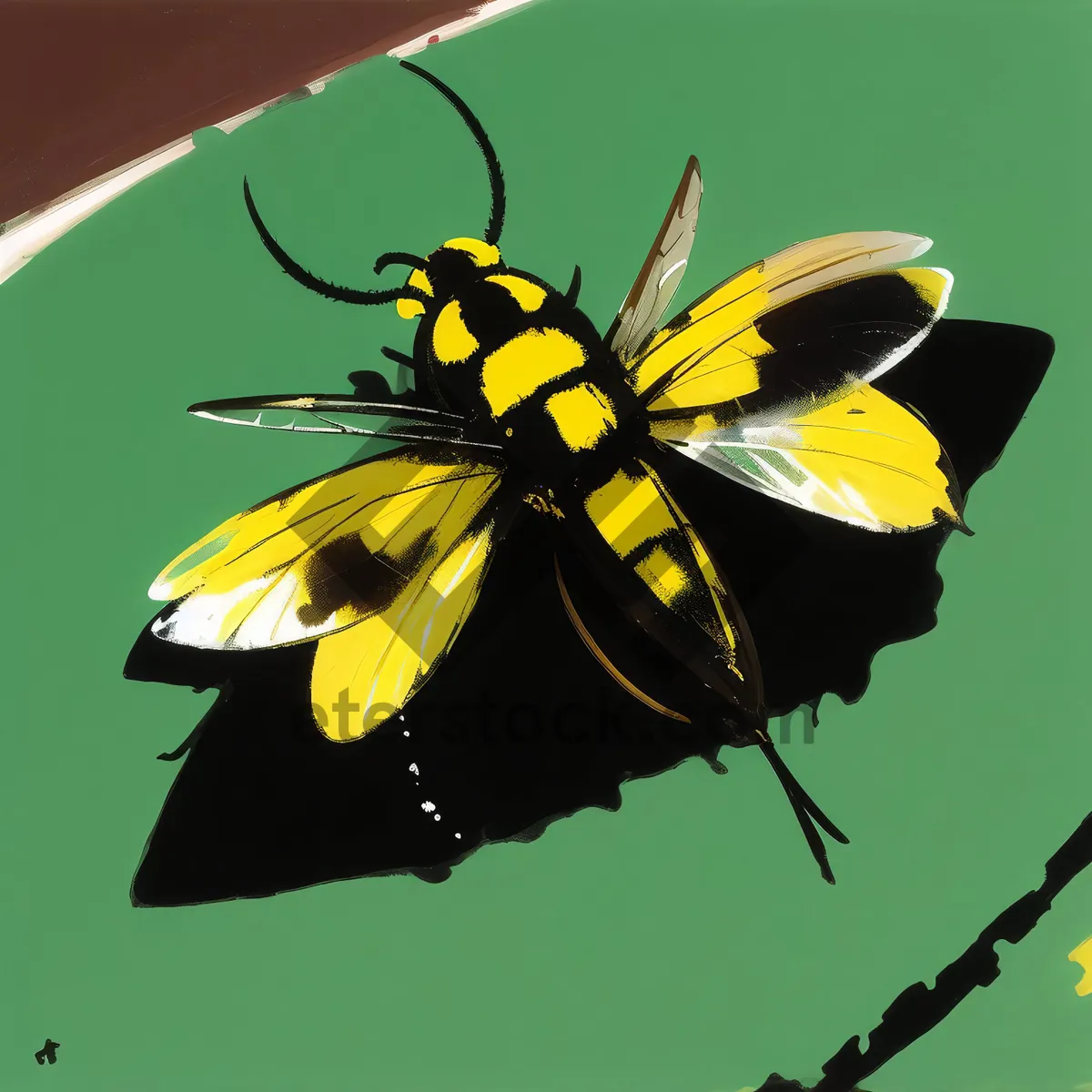 Picture of Bright Yellow Sunflower Blossom with Bee and Pollen