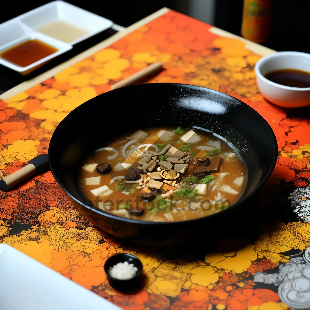 Picture of Delicious Vegetable Soup Bowl with Beef and Spice