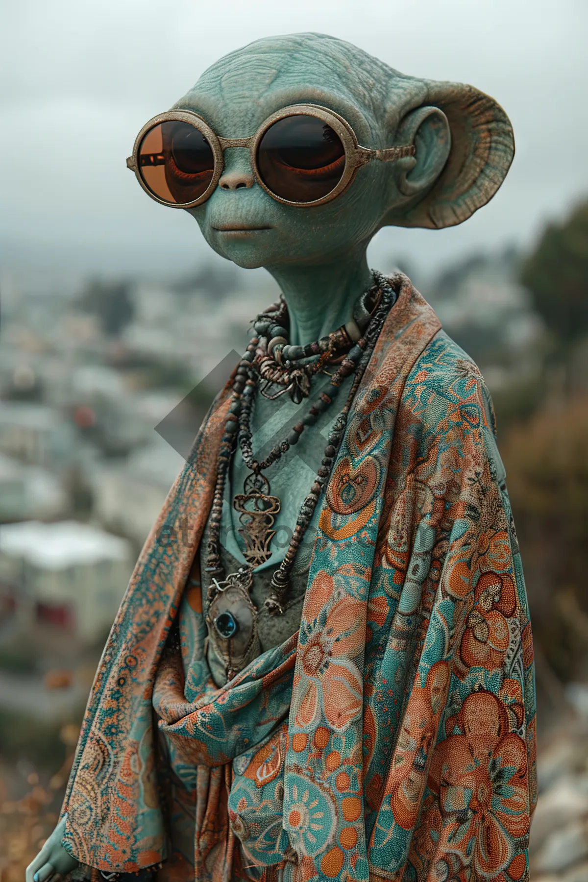 Picture of Masked person with binoculars in costume portrait.