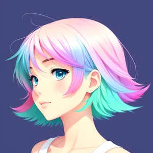 Cute Cartoon Face with Sexy Hair Art