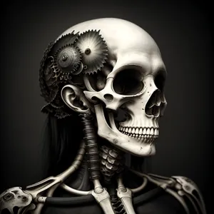 Spooky Skeleton Head with Spine and Socket