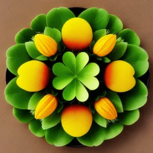 Colorful Clover Candies with Vibrant Orange Flower Decoration.