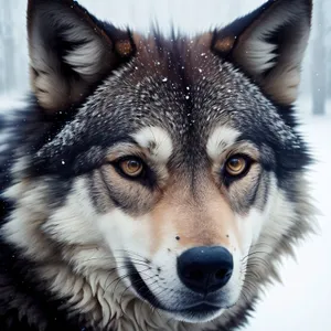 Adorable Malamute: Purebred Sled Dog with captivating eyes