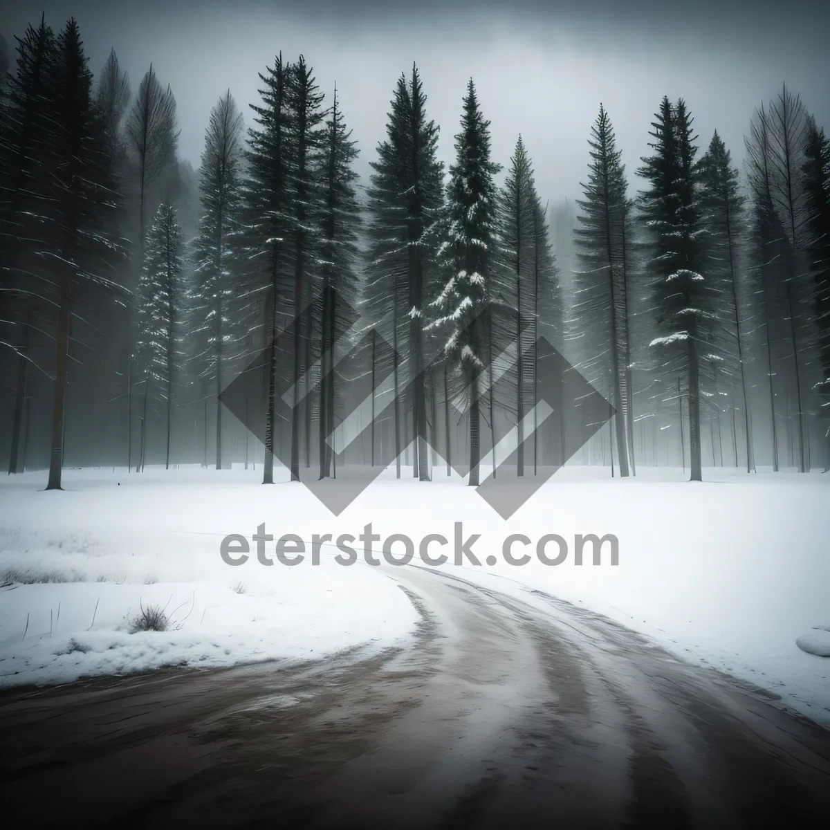 Picture of Winter Wonderland: Majestic snowy forest landscape with frozen slopes.