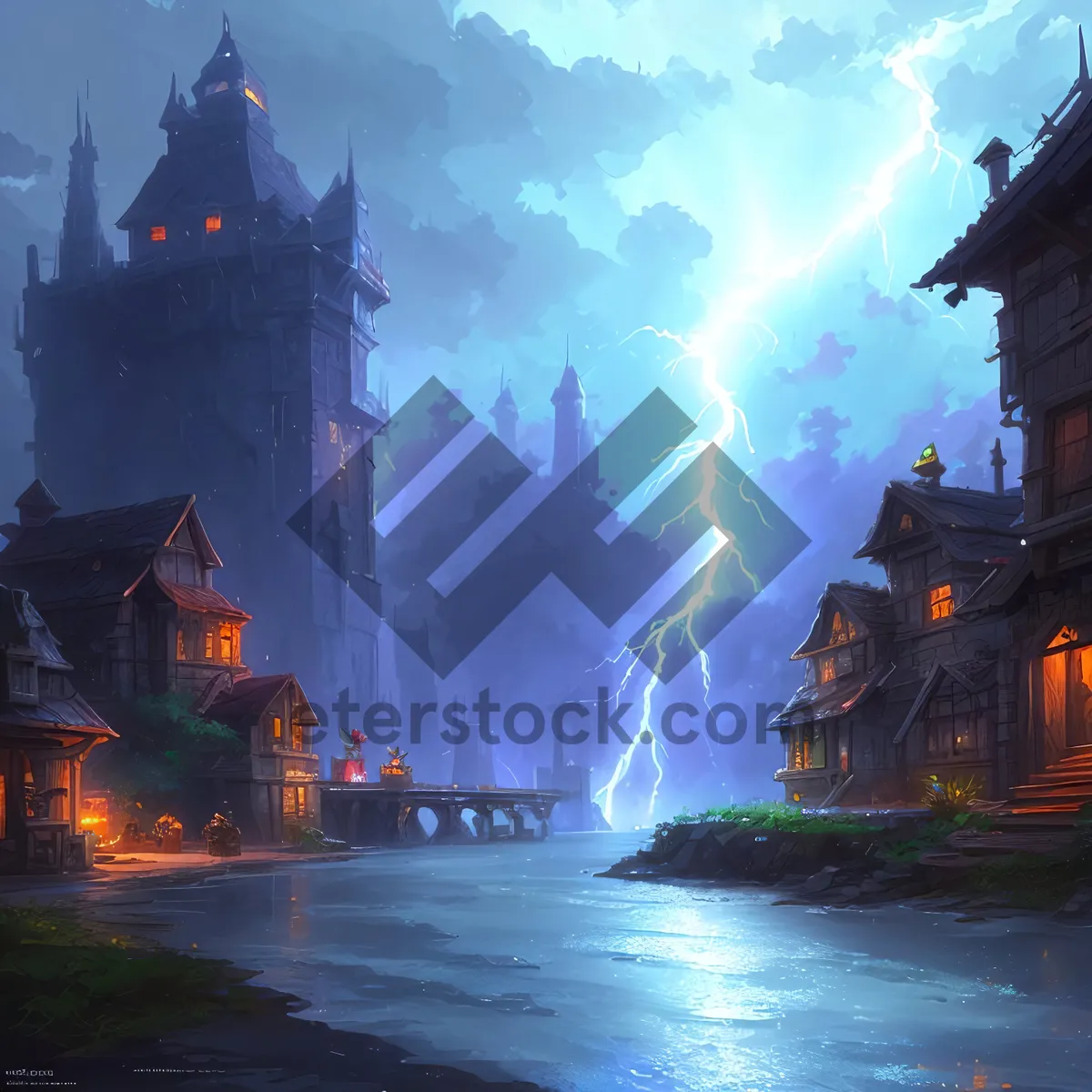 Picture of Enchanting Night View of Historic Castle and River