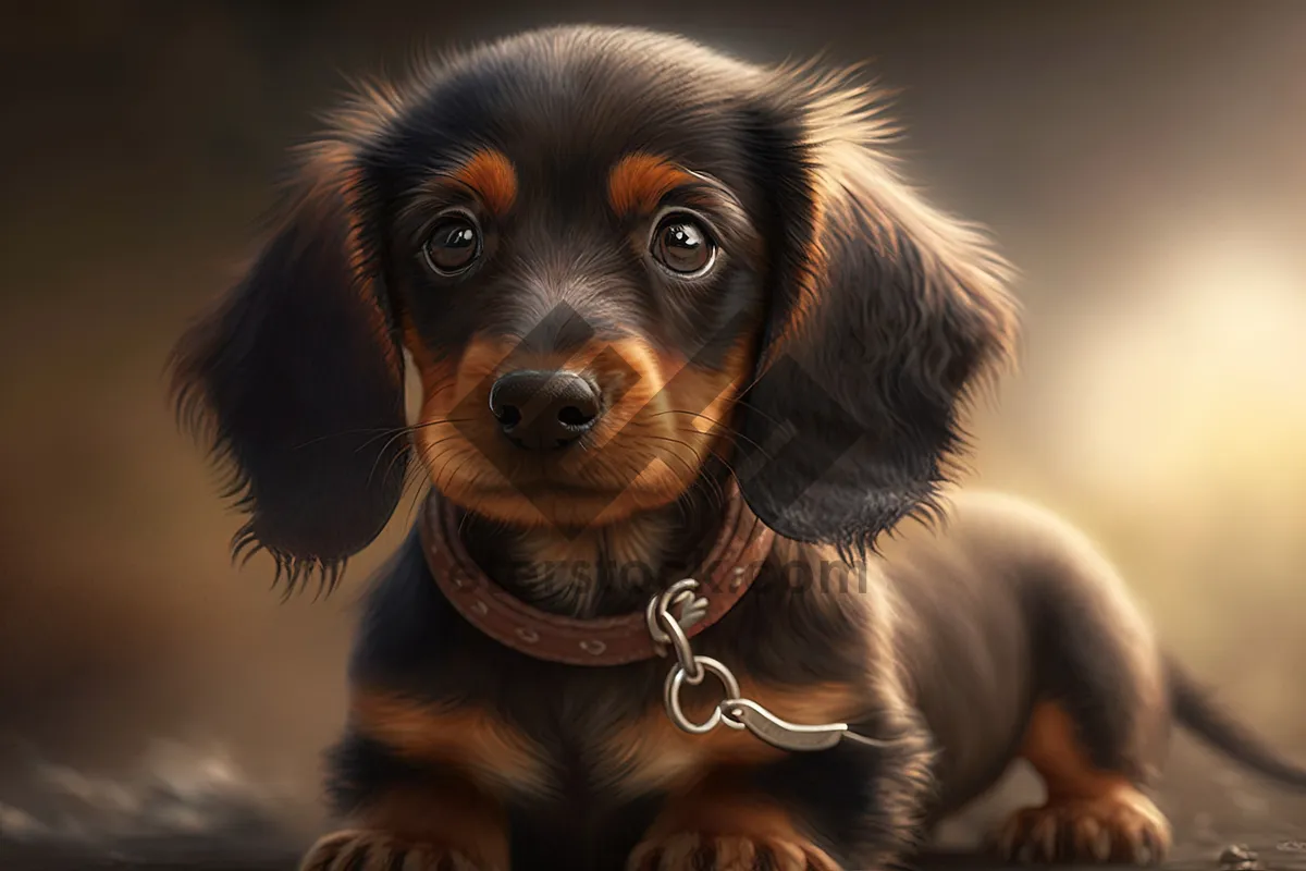 Picture of Cute Brown Spaniel Puppy Sitting in Studio Shot