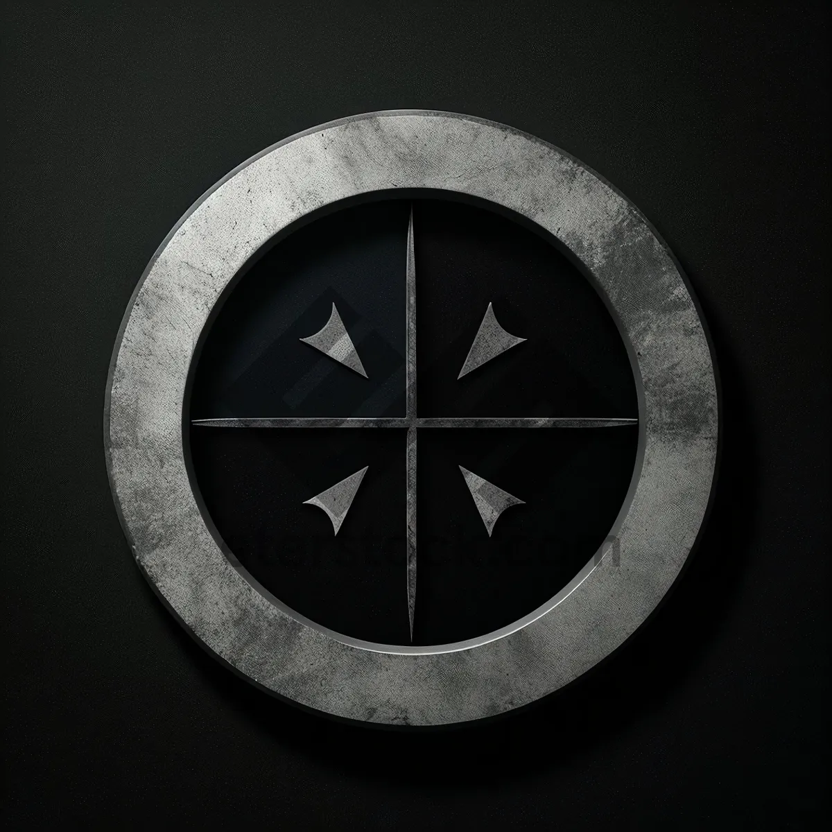 Picture of Shiny Black Metal Button Icon with Round Shape