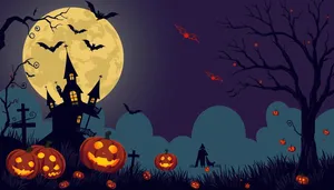 Halloween Night Silhouette Moon Tree Cemetery Drawing