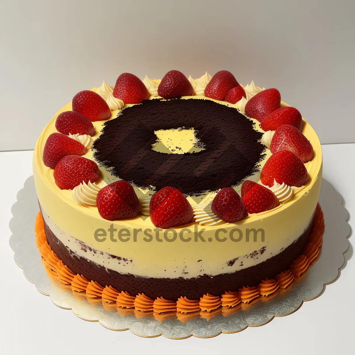 Picture of Delicious fruit and chocolate cake dessert