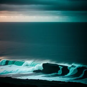 Majestic Glacier Sunset Over Ocean