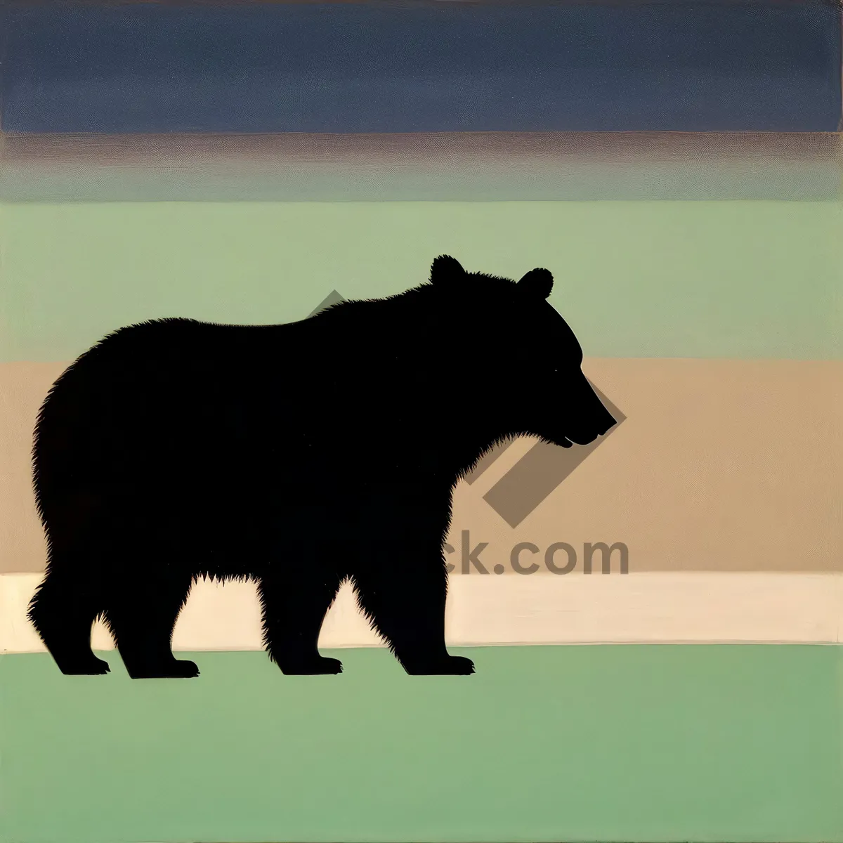 Picture of Brown Bear Roaming in Wild Meadow Field