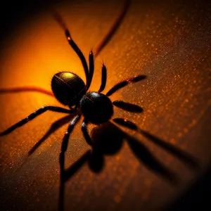 Black Widow Spider Close-up: Wildlife Arachnid in Intricate Web