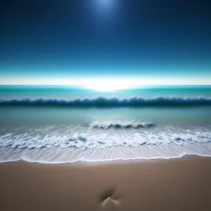 Serene Seascape: Sun-kissed Beach and Turquoise Waters
