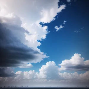 Vibrant Summer Sky with Fluffy Clouds